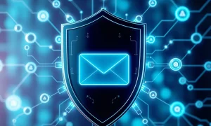 AI-powered email security shield protecting against phishing attacks and cyber threats