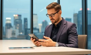 Entrepreneur using Google Pixel 10 business smartphone for productivity and connectivity