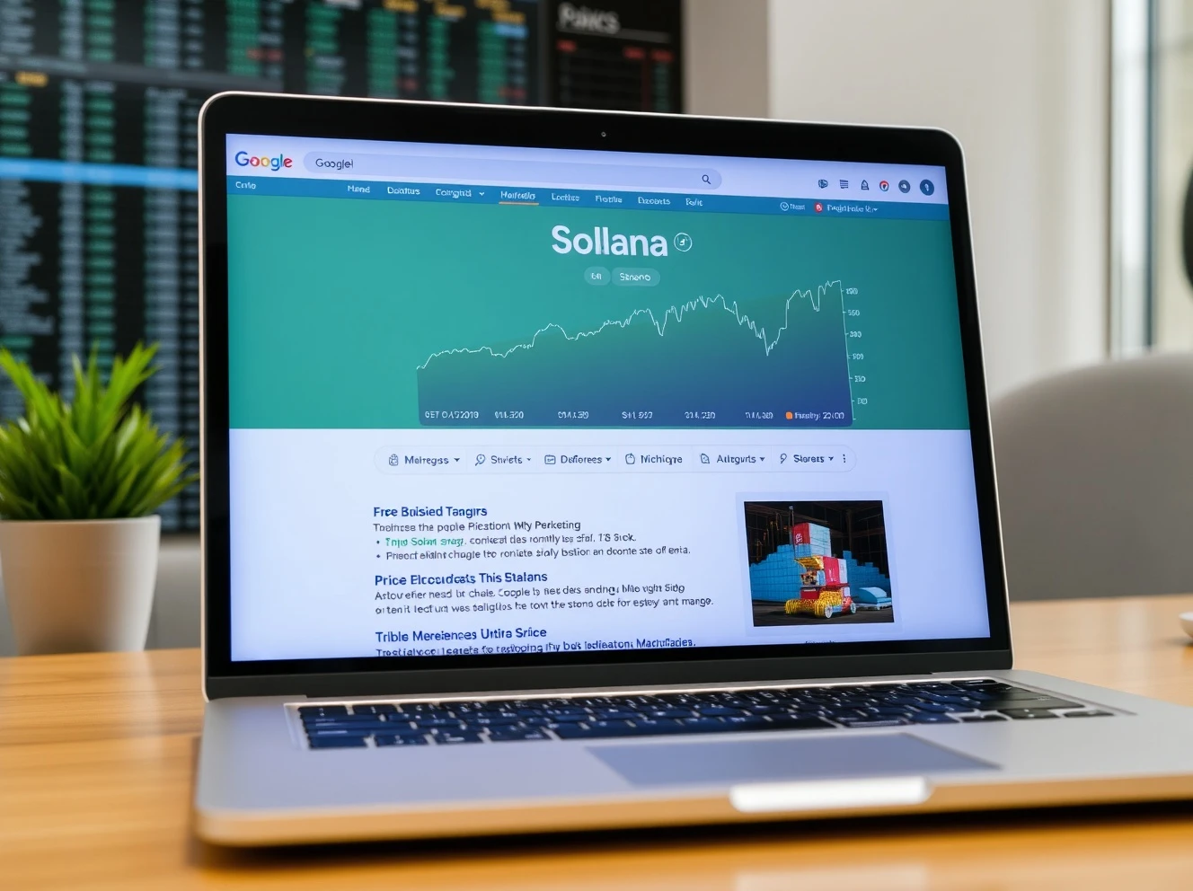 Google Solana price charts displayed prominently in search results showing real-time cryptocurrency data