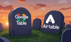 Google Tables shutdown announcement showing migration to alternative platforms