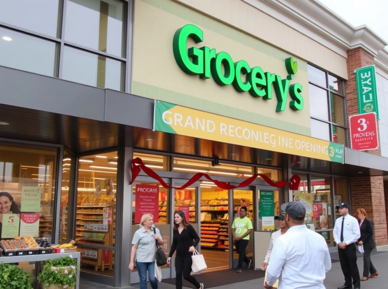 Grocery chain rebrand success story showing customers returning to reopened stores