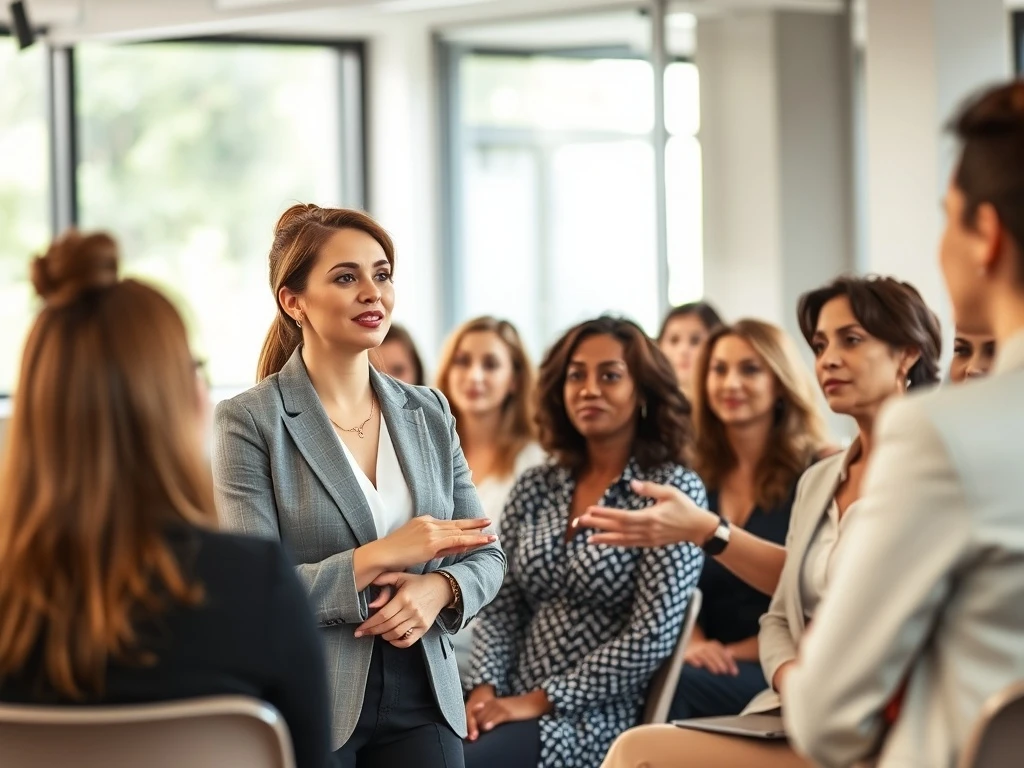 Hana Dhanji teaching leadership alignment strategies to professional women in business conference