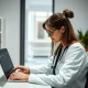 Healthcare professional demonstrating digital transformation through remote working technology