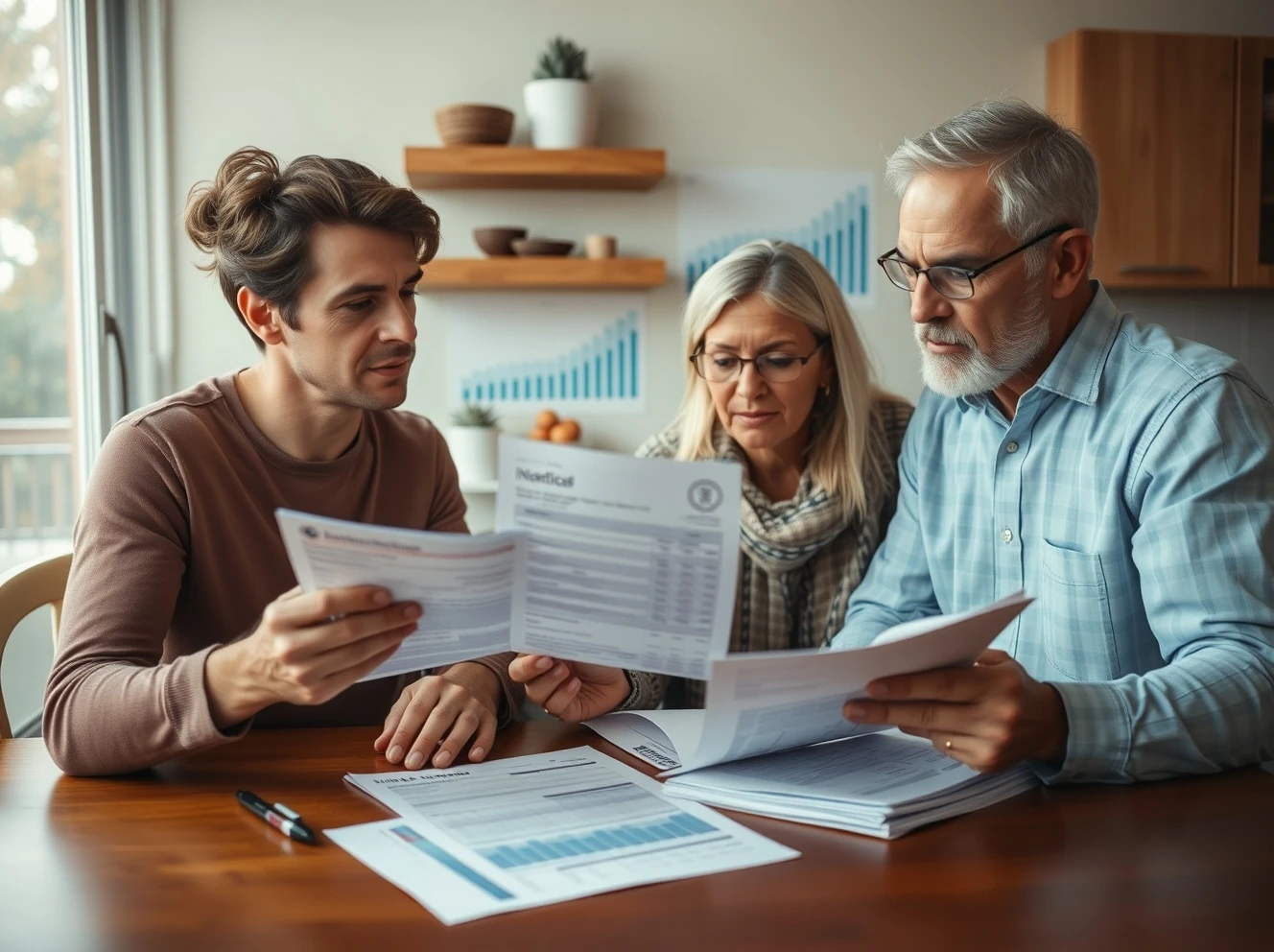 American family struggling with rising health insurance premiums and medical bills
