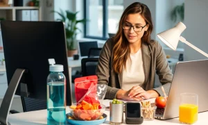 Busy professional maintaining health and wellbeing through balanced work-life integration