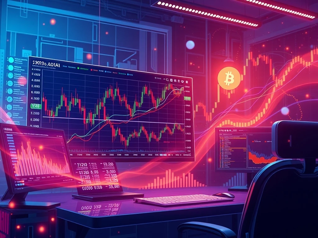 Algorithmic trading dashboard showing HFT cryptocurrency massive price surge with real-time data analytics