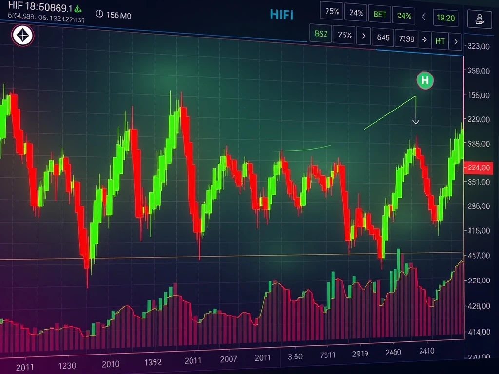 HIFI cryptocurrency price chart showing extreme volatility with dramatic spikes and drops