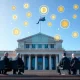 Australian High Court deciding digital asset regulation case with blockchain symbols