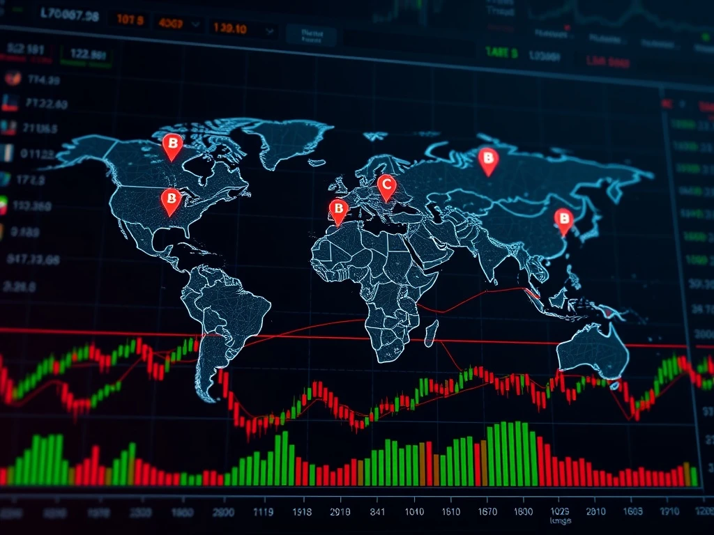High-leverage crypto trading dashboard showing geopolitical risk indicators and volatility metrics