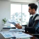 Professional analyzing high-value mortgage rates document with financial charts