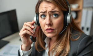 Frustrated taxpayer waiting for HMRC unanswered calls with important documents