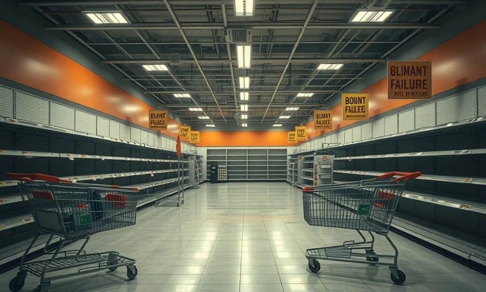 Home goods chain bankruptcy leads to empty store with liquidation signs