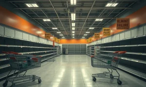 Home goods chain bankruptcy leads to empty store with liquidation signs