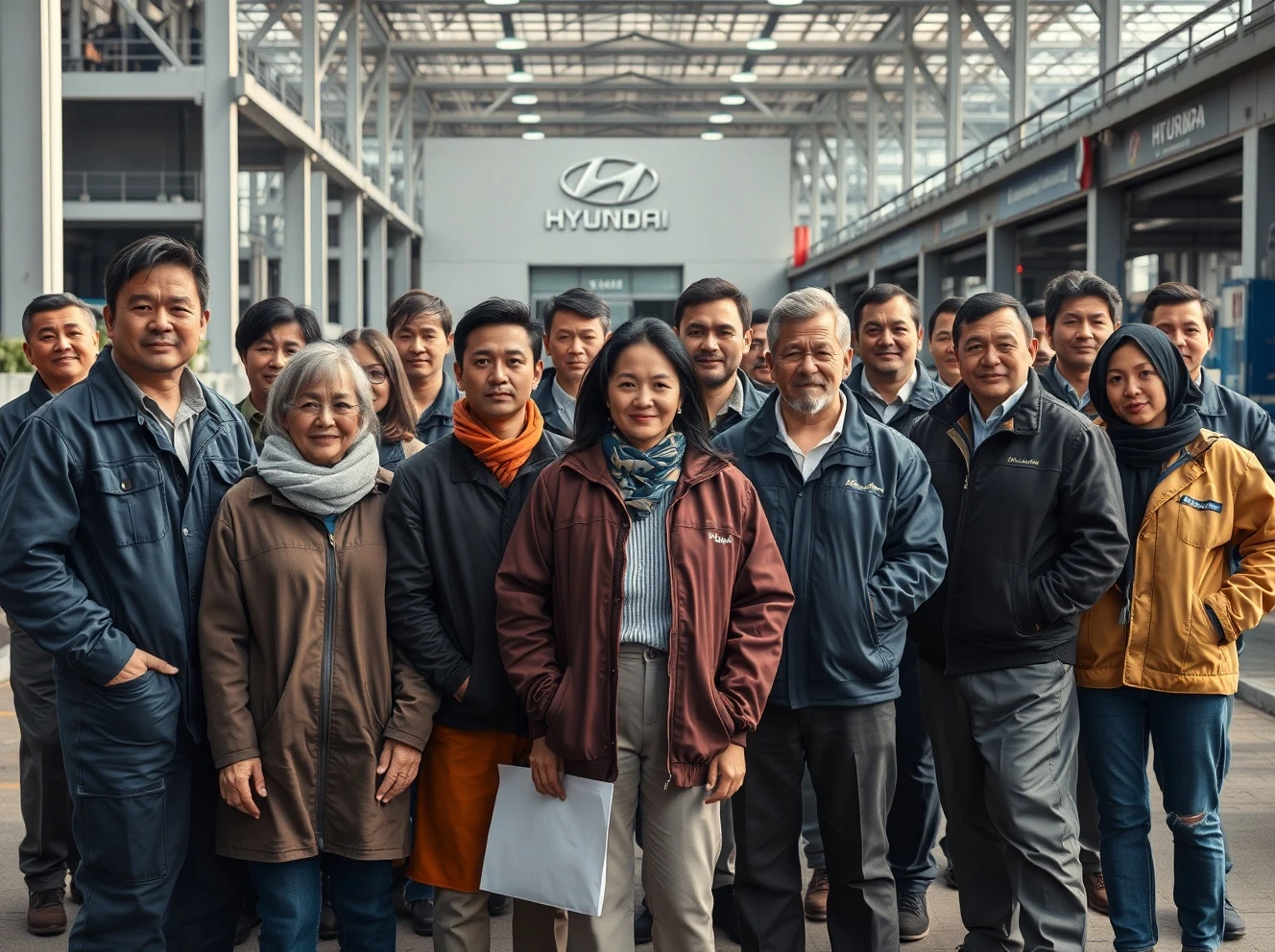 Hyundai plant workers receiving legal support during detention crisis with union representatives