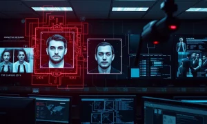 ICE surveillance technology monitoring immigration enforcement operations with facial recognition systems