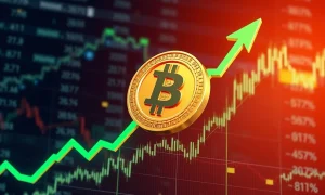 ICP cryptocurrency token surging on volatile market graph with percentage gains