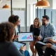 Modern participant rollover process explained by financial professionals using digital tools