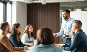 Priya Morioka demonstrating inclusive leadership during a diverse team meeting discussion