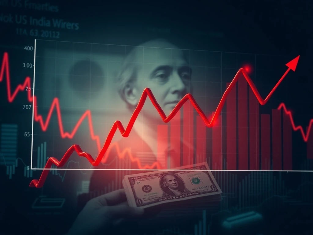 Indian Rupee crisis chart showing dramatic decline against US Dollar due to economic pressures
