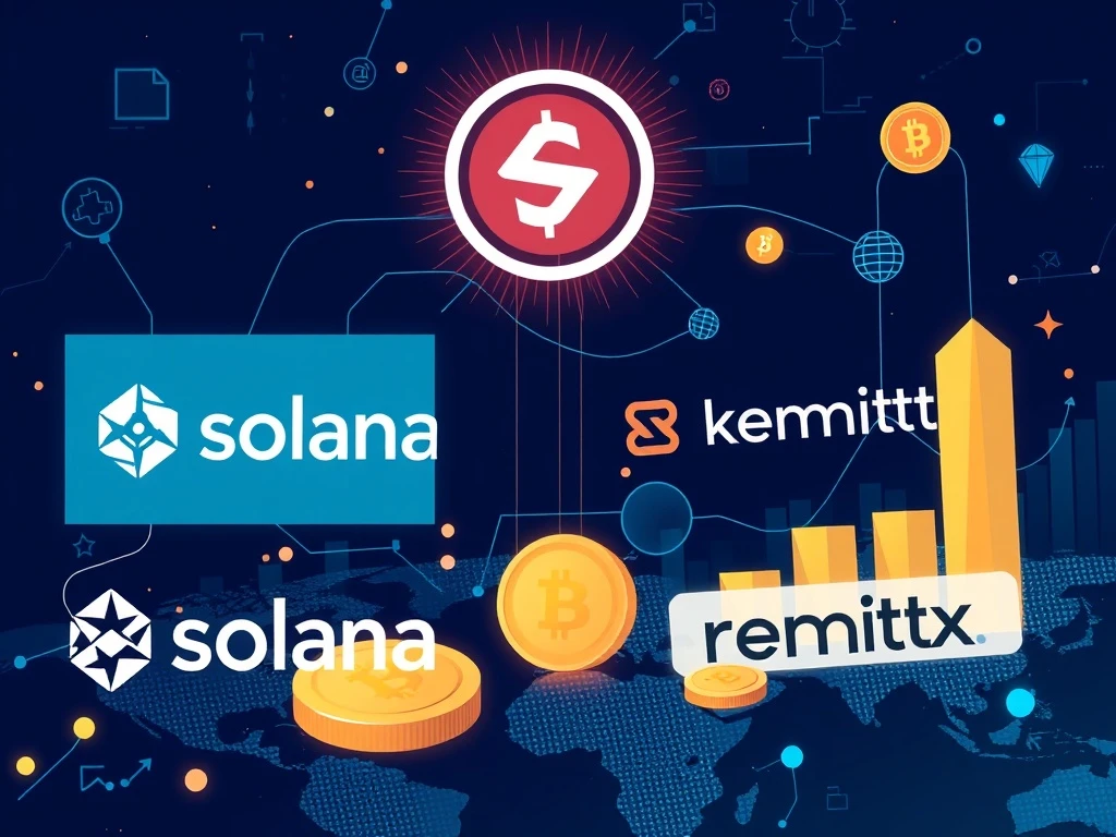 Institutional capital flowing into Solana and Remittix cryptocurrency networks with financial charts