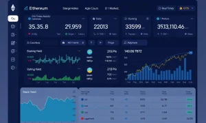 Institutional Ethereum treasuries dashboard showing yield optimization and digital asset management