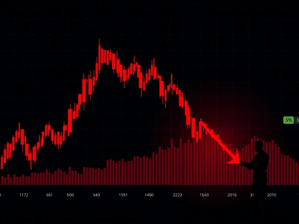 Dramatic decline of IQ cryptocurrency showing massive 58% price drop in market crash