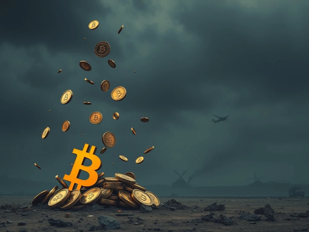Geopolitical risk causing cryptocurrency market collapse in Iran with digital assets falling