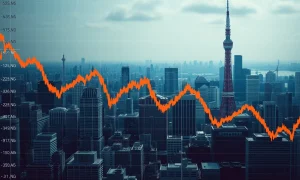 Japanese Yen chart plummeting amid political uncertainty and Federal Reserve policy speculation