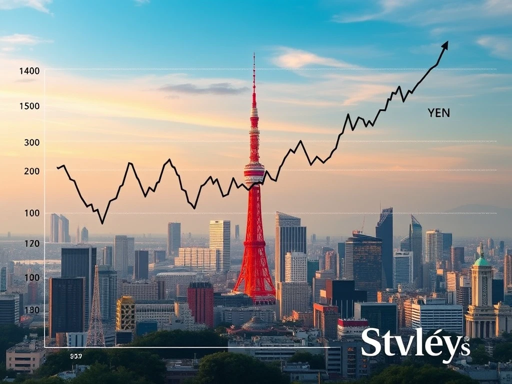 Japanese Yen currency chart showing strong upward trend against US dollar