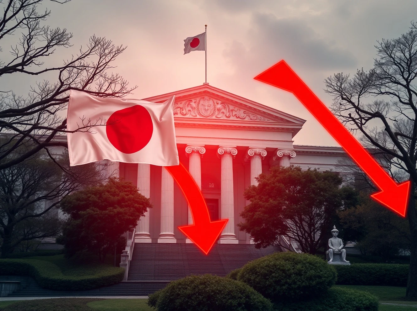 Japanese Yen currency chart showing dramatic decline against US Dollar in global forex markets