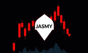 JASMY price correction chart showing dramatic cryptocurrency decline with bearish indicators