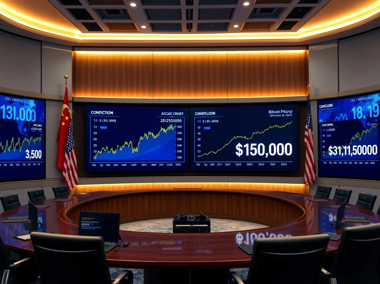 Jiuzi Holdings strategic Bitcoin investment board meeting with digital charts