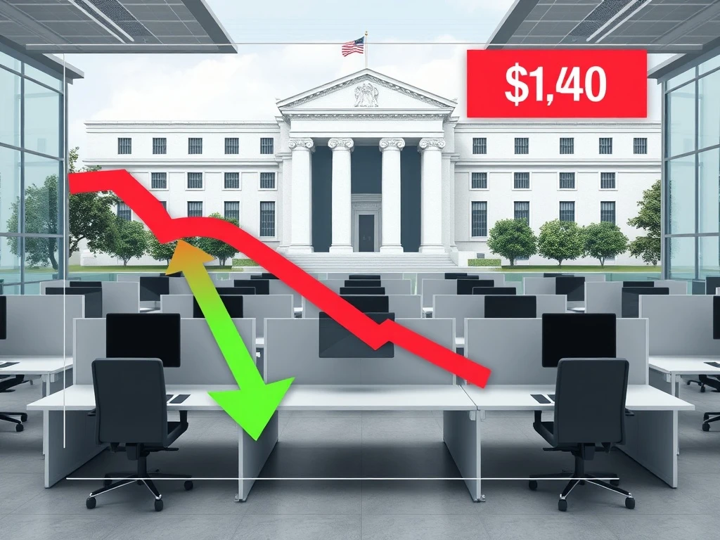 Chart showing declining job openings data with Federal Reserve policy implications