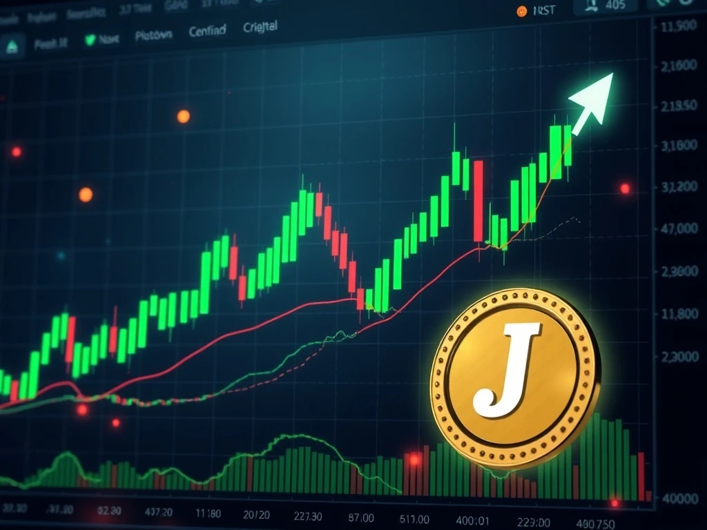 JOE cryptocurrency price surge with technical analysis indicators showing bullish breakout pattern