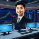 Justin Sun investing in crypto-linked equities with market charts and financial data visualization