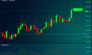 Kaspa price chart showing critical support level and trading range analysis