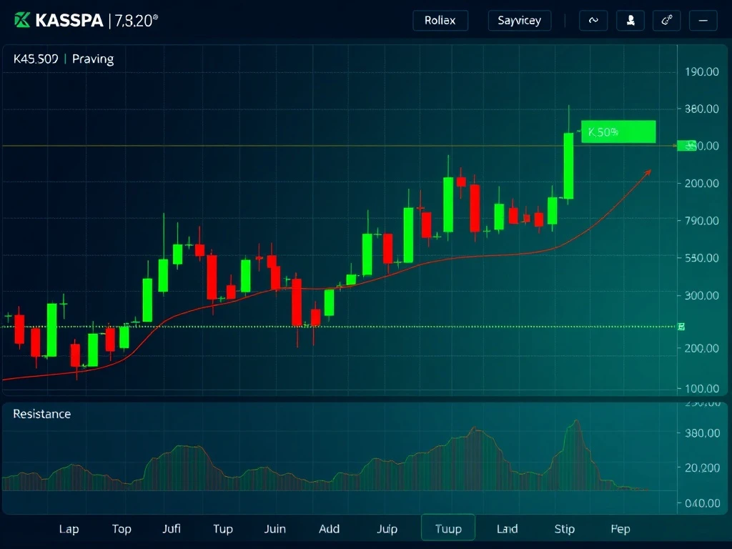 Kaspa price chart showing critical support level and trading range analysis