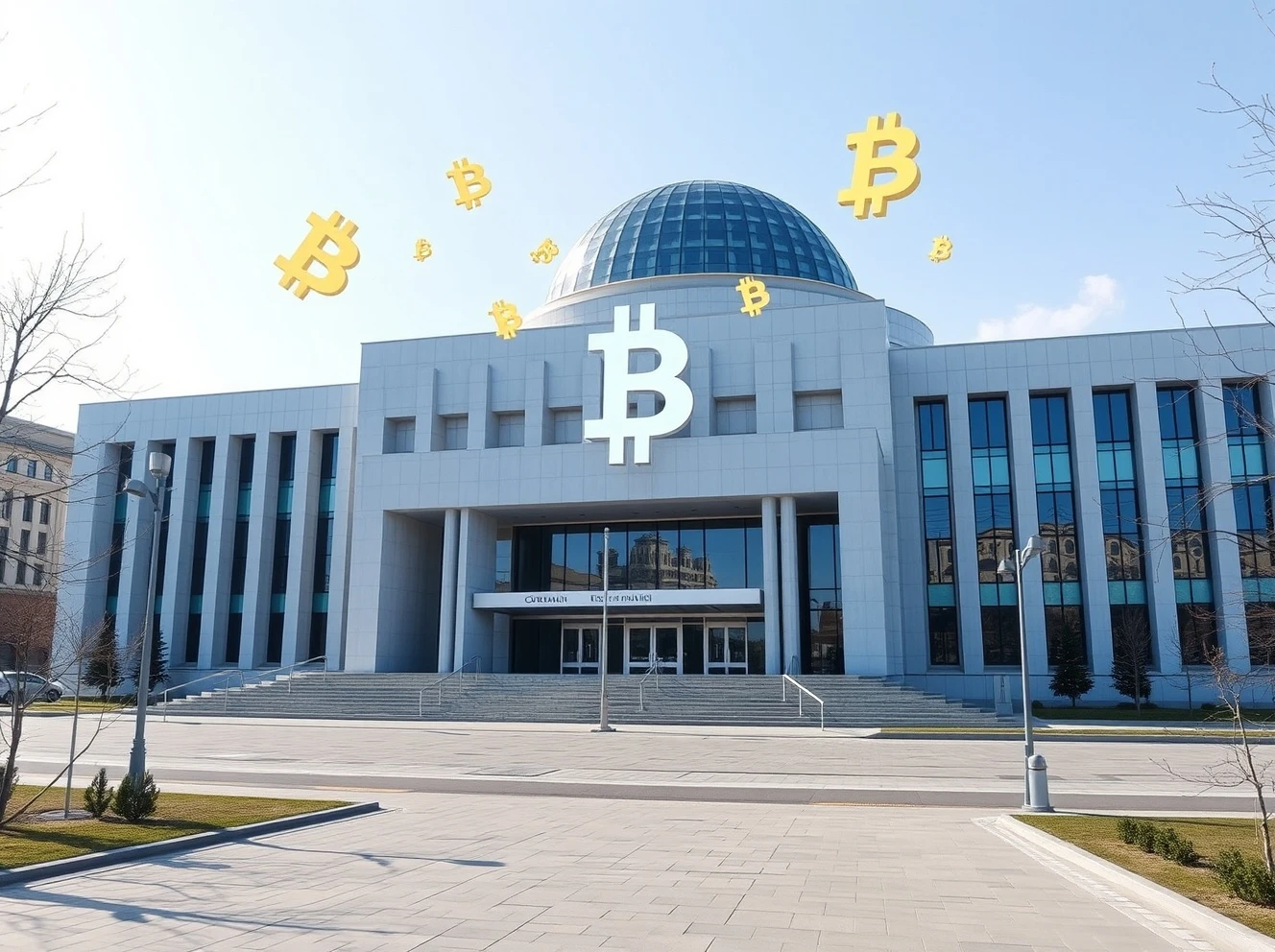Kazakhstan government building showcasing national cryptocurrency reserve initiative for financial sovereignty