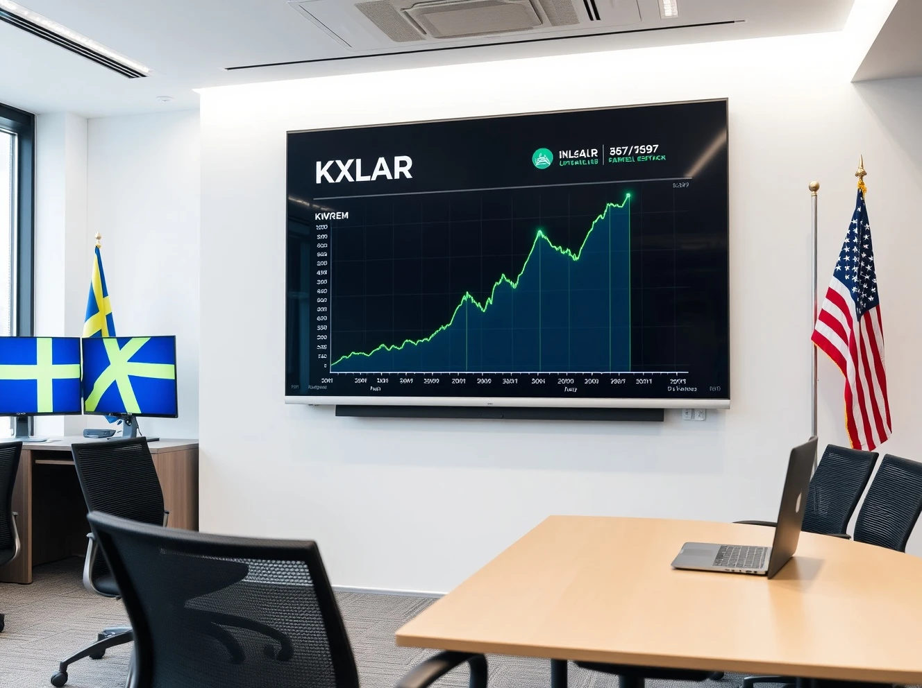 Klarna IPO announcement with stock market growth visualization showing financial recovery