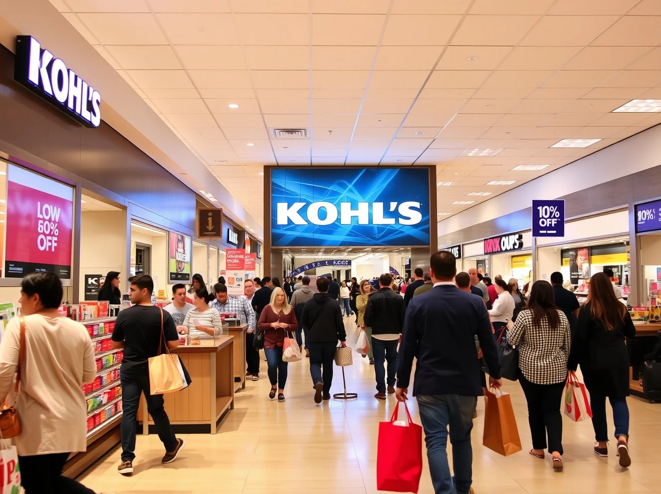 Kohl's retail strategy implementation showing customers returning to stores with shopping bags
