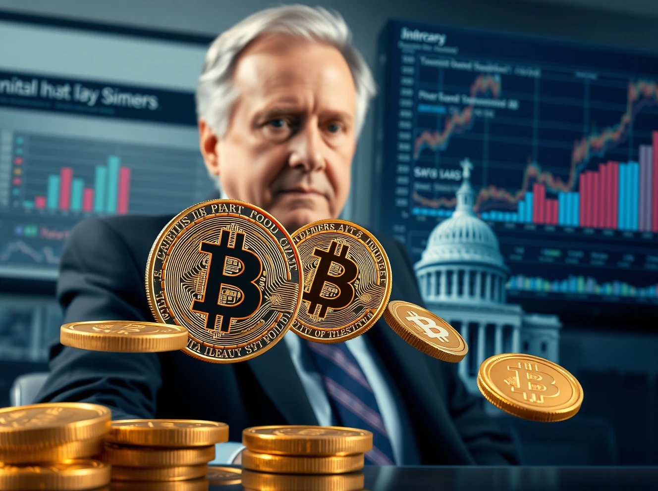 Larry Summers analyzing stablecoins impact on US Treasury market with financial charts