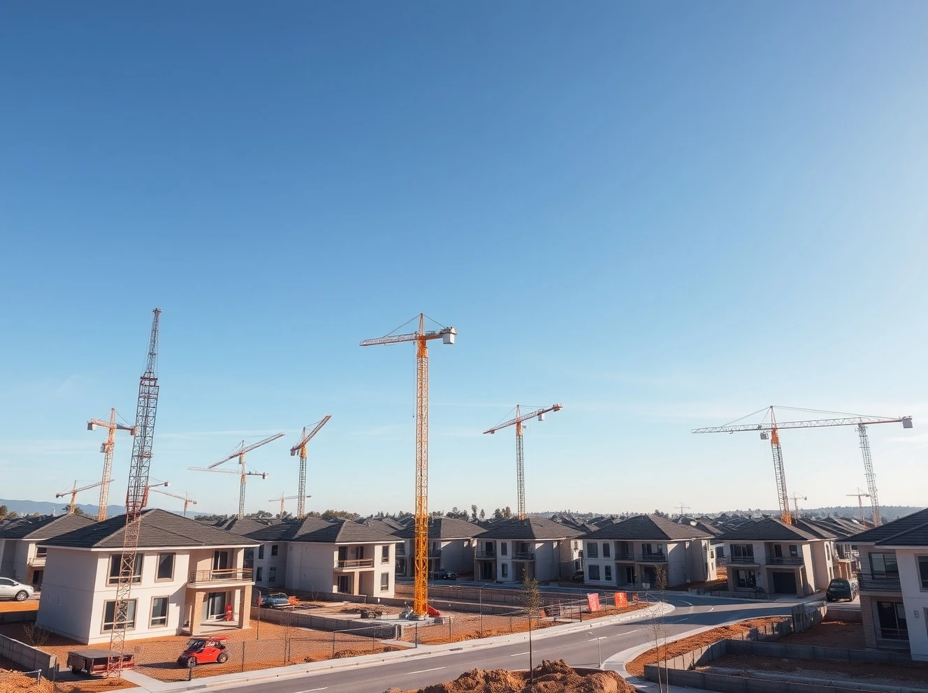 Lennar housing market optimism shown through active construction site with new homes being built