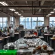 Modern London manufacturing facility showcasing innovation and economic growth with diverse workers operating advanced equipment