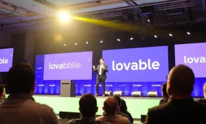 Lovable CEO Anton Osika presenting AI startup success at tech conference
