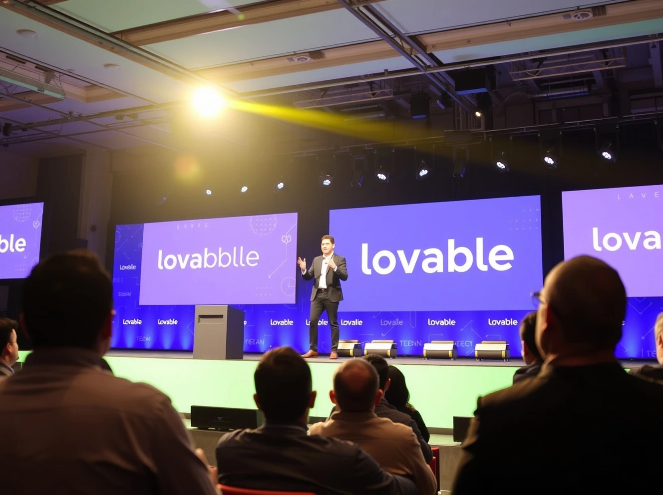 Lovable CEO Anton Osika presenting AI startup success at tech conference