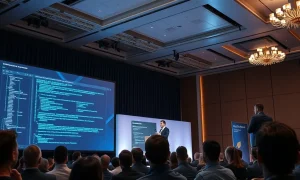 Lovable CEO discussing vibe-coding platform success at tech conference