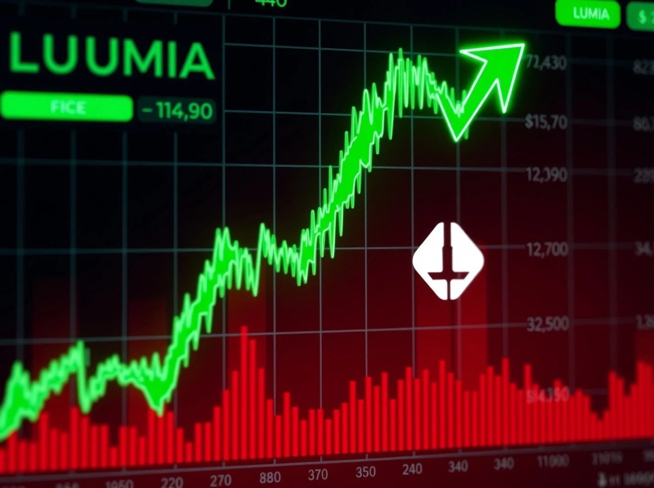 LUMIA cryptocurrency price surge analysis chart showing dramatic growth amid market volatility