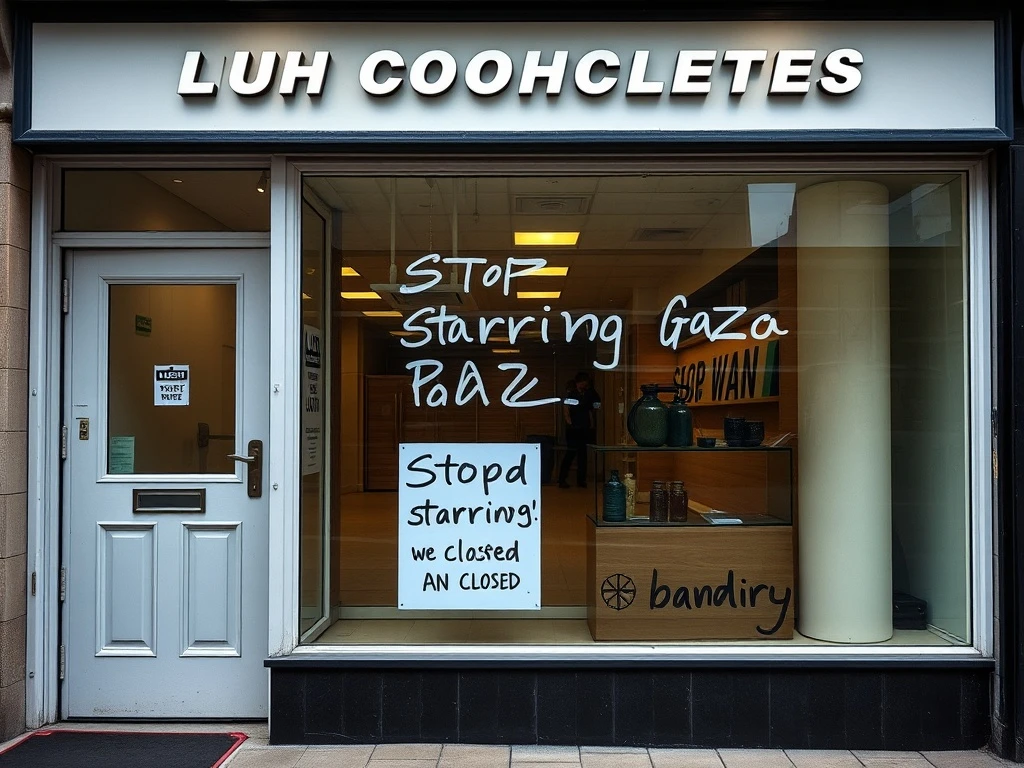 Lush protest closure showing solidarity with Gaza humanitarian crisis
