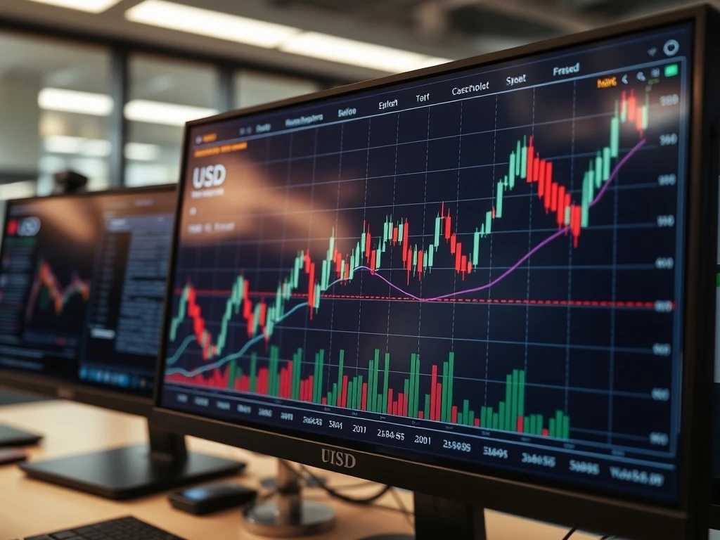 Macquarie EUR/USD forecast showing upward trend on financial charts