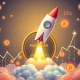 MAGACOIN FINANCE rocket launch symbolizing explosive growth potential through deflationary tokenomics